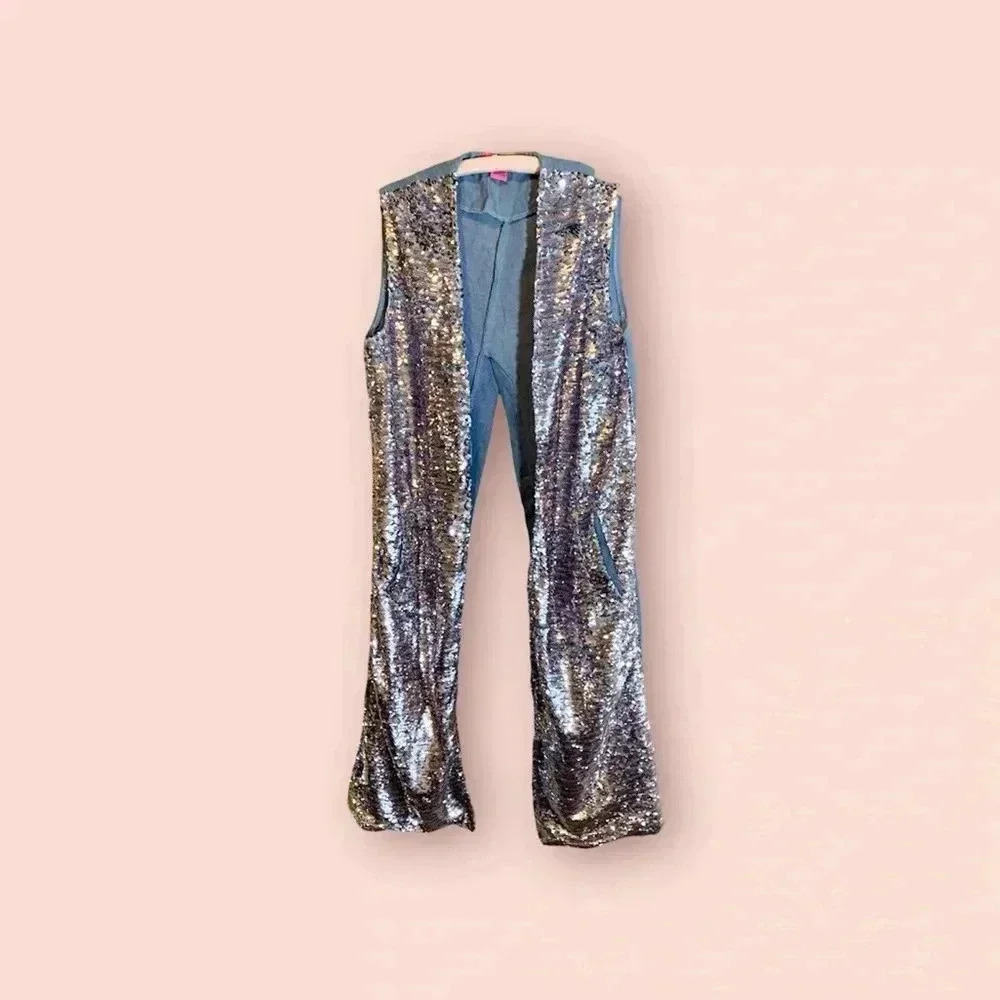 Vintage long sequin Betsey Johnson vest